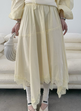 eternal.西子-春夏首爆不规则下摆蕾丝拼接半身裙51828