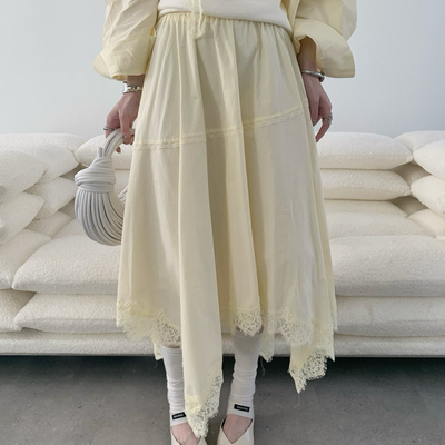 eternal.西子-春夏首爆不规则下摆蕾丝拼接半身裙51828