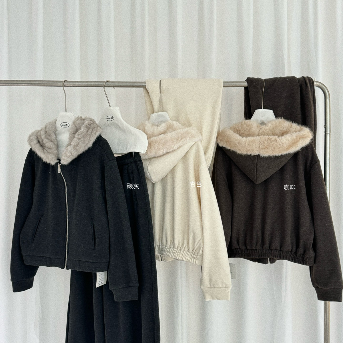 eternal.西子-毛帽子连帽加绒加厚百搭不挑人卫衣外套短外套51751