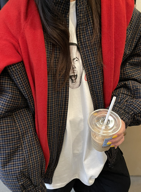 SANBARA-服外套冬经典格纹工艺宽松棉服外套冬保暖棉服外套99515