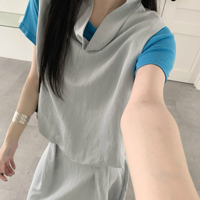 eternal.西子-首爆荡领下摆抽绳质感马甲(不含T恤和半身裙)51802