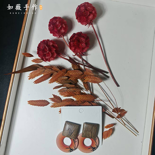 新款新中式红色绒球麦穗头花套装头饰结婚礼服敬酒服旗袍拍照发饰