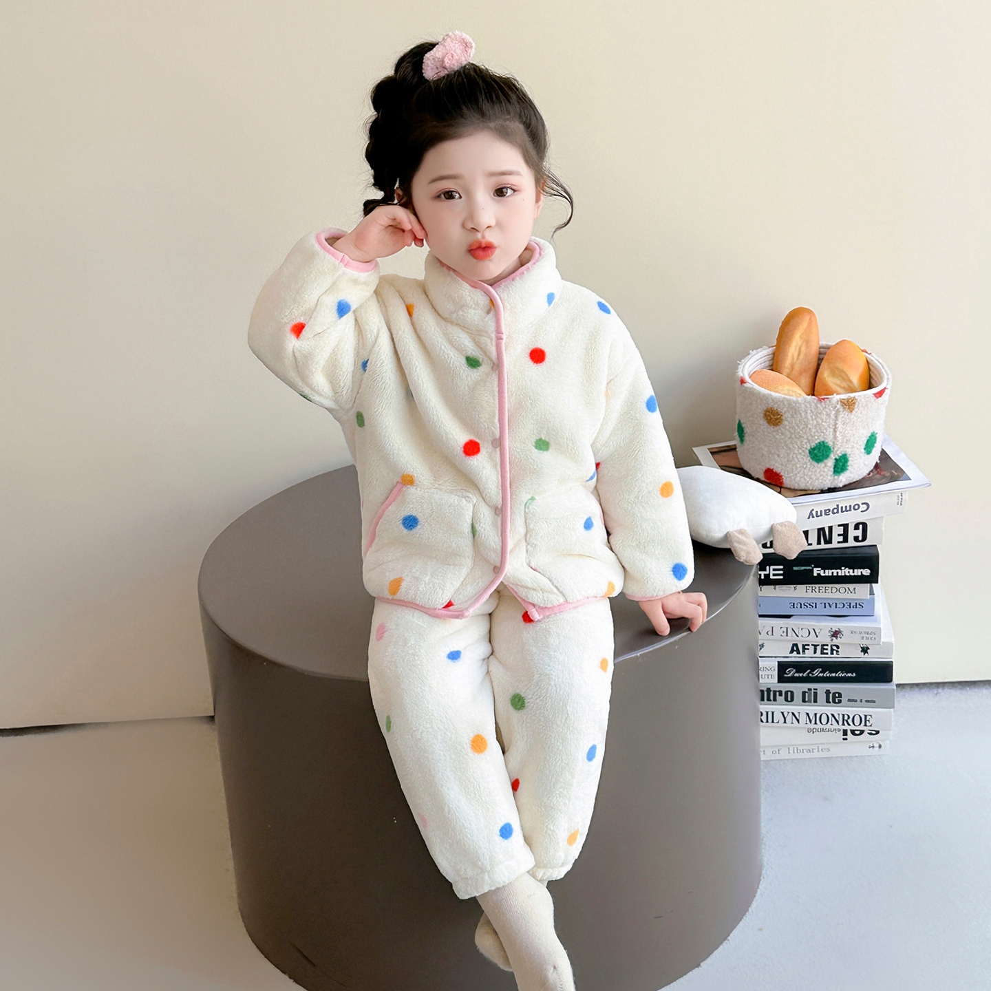 儿童睡衣女童秋冬款2025新款珊瑚绒宝宝卡通双面加厚家居服两件套