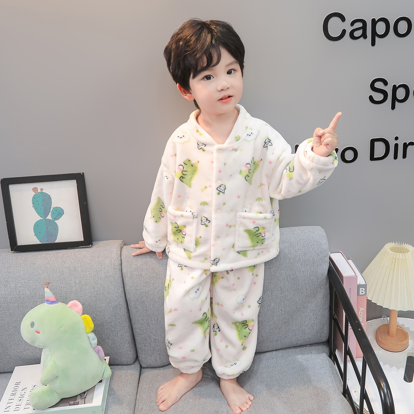 儿童睡衣套装男童秋冬款珊瑚绒长袖宝宝卡通可爱家居服两件套2025
