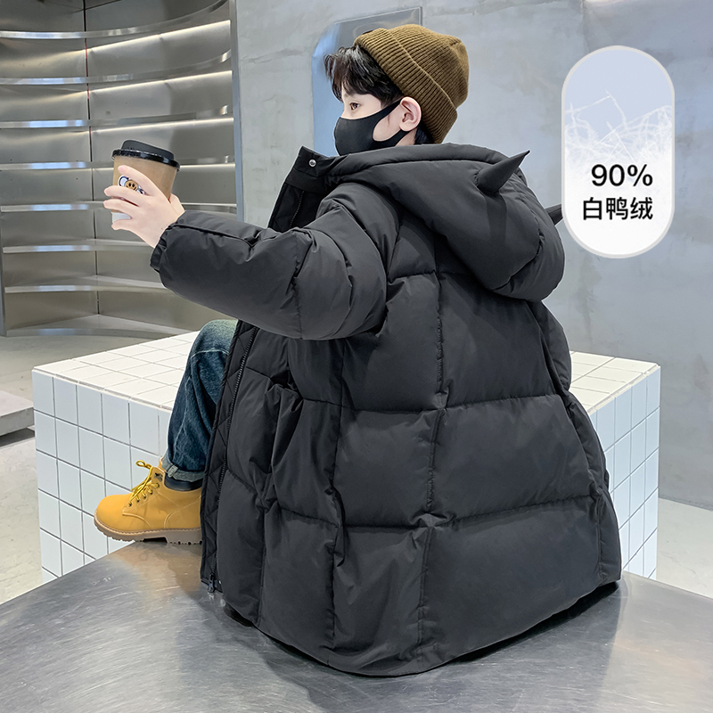 男童羽绒服冬季2025新款儿童中长款冬装加厚大童男孩外套秋冬款潮