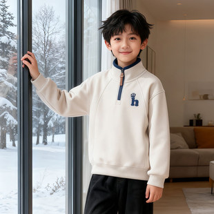 儿童套装男童加绒卫衣秋冬款2026新款一体上衣冬季加厚男孩中大童