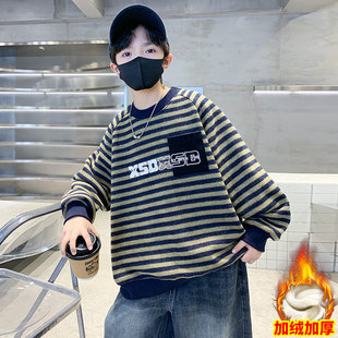 儿童装男童加绒卫衣秋冬款2026新款加厚上衣男孩一体中大童冬季潮