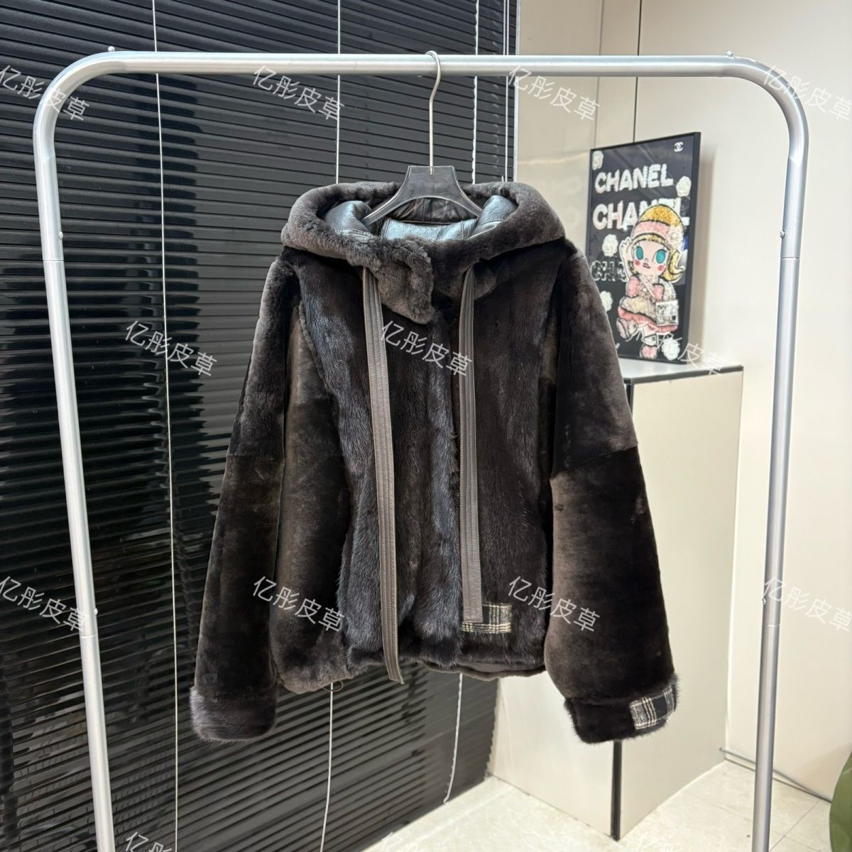 2025新款连帽貂皮款皮毛一体外套女休闲显瘦蝙蝠袖时尚洋气爆款