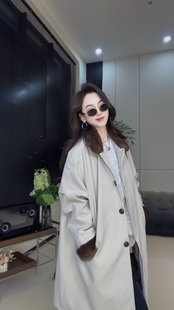 2025冬新款巴恩风皮草羽绒服女水貂毛领中长款鹅绒派克服风衣外套