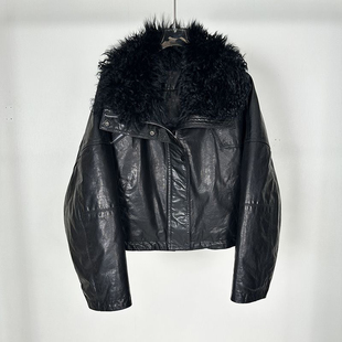 2025冬季新款真皮牛皮油蜡羊羔毛领皮衣外套鸭绒时尚保暖洋气皮衣