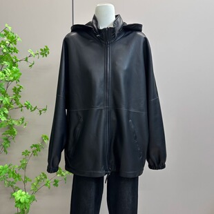 【真皮超薄小羊皮】超薄超细腻小羊皮里料弹力布帽可拆卸宽松外套