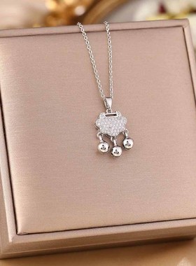 直播热卖银色钛钢项链女微镶锆石气质高级感锁骨链饰品不掉色