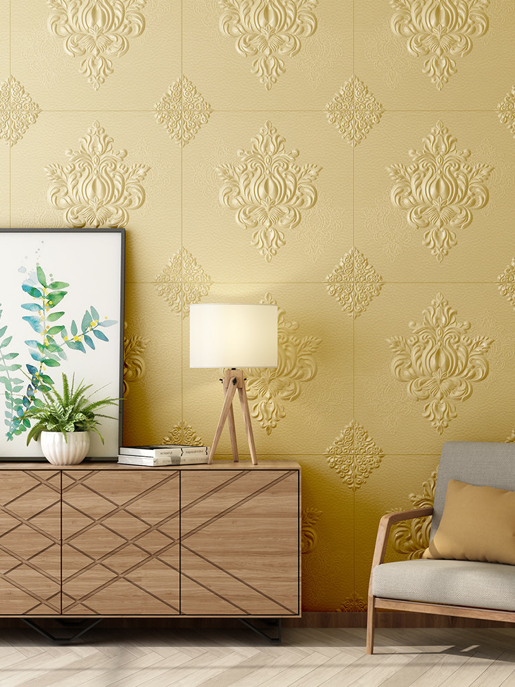 3d立体墙贴墙纸自粘客厅餐厅欧式电视背景墙卧室浮雕软包泡沫壁纸