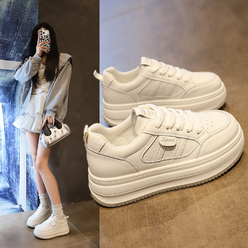2026春秋新款女式小白鞋厚底休闲
