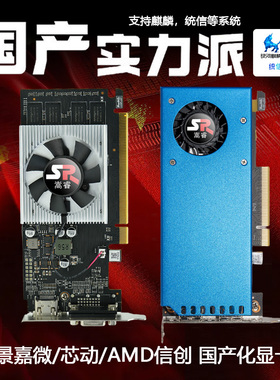 嵩睿国产化显卡景嘉微MJ9100芯片风华FH2A4 AMD信创麒麟统信系统B