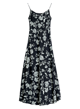 优雅吊带双绉鱼尾印花