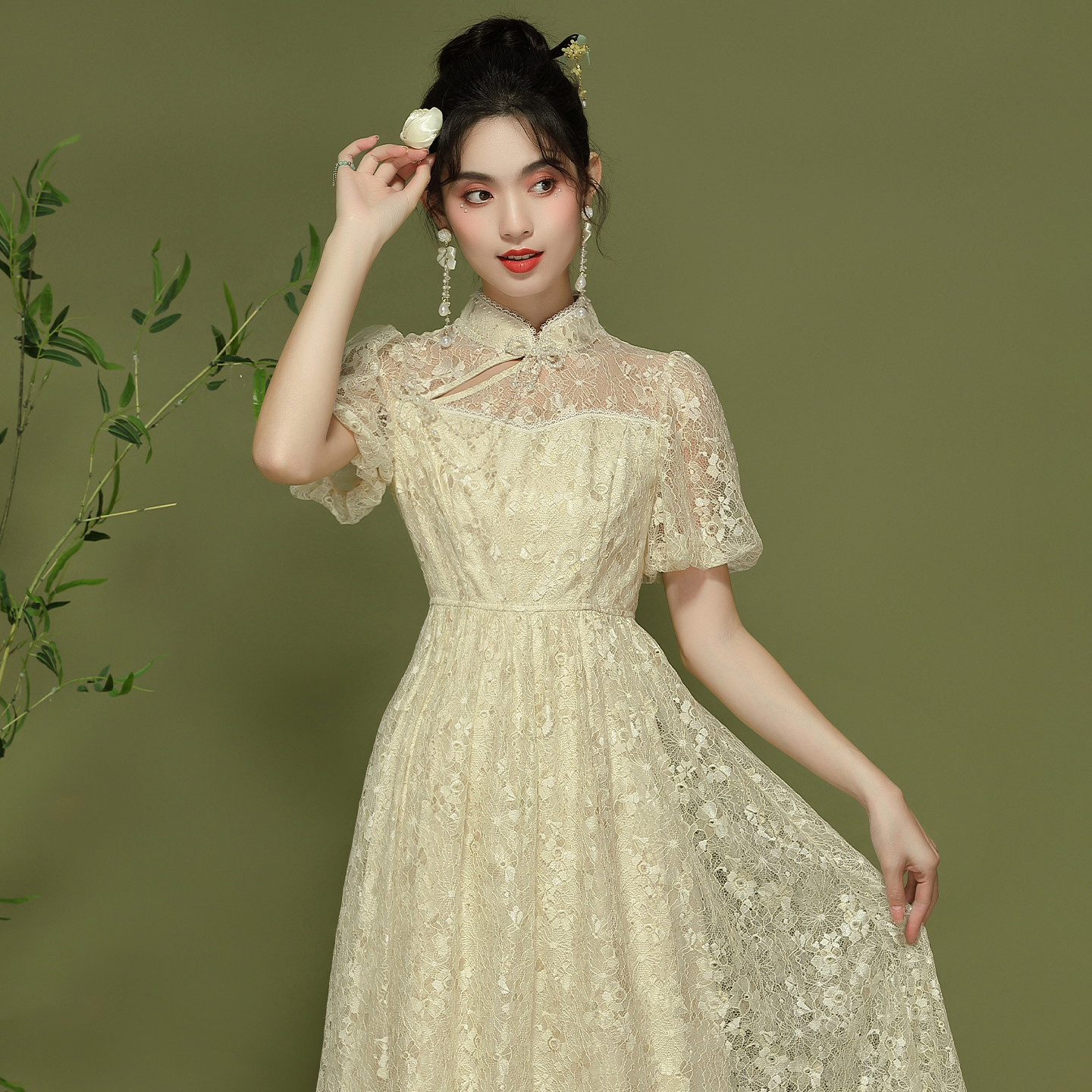 新中式礼服旗袍夏季2025年新款女气质年轻款中国风改良蕾丝连衣裙