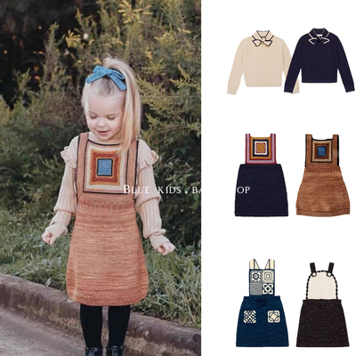 mp女童针织毛衣打底衫手工背带裙