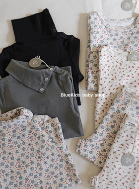 25春夏新款 儿童宝宝pima棉柔软碎花打底衫百搭长袖T恤家居服套装