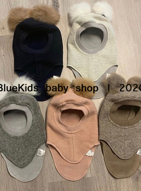 70%羊毛 秋冬丹麦帽男女宝宝婴儿童羊毛呢帽子连围脖护耳护颈脖套