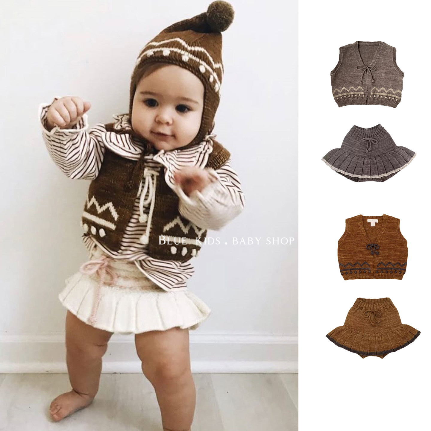 25秋冬新款宝宝羊毛手工球球针织开衫马甲儿童百搭毛线衣背心外套