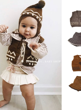 25秋冬新款宝宝羊毛手工球球针织开衫马甲儿童百搭毛线衣背心外套