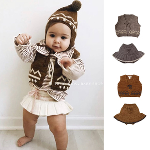 25秋冬新款宝宝羊毛手工球球针织开衫马甲儿童百搭毛线衣背心外套