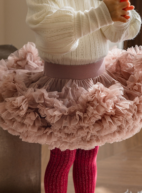 儿童兔兔蓬蓬裙女宝凸凸裙纱裙tutu裙子拜年服女童宝宝百搭半身裙