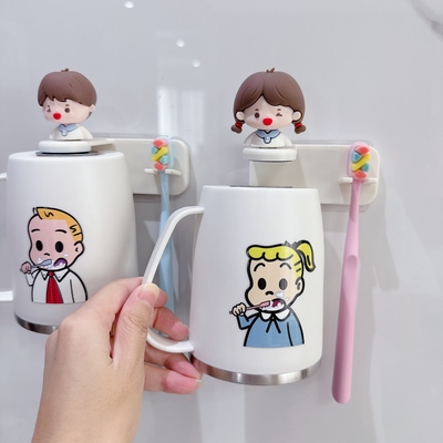 磁吸不锈钢情侣倒挂刷牙缸