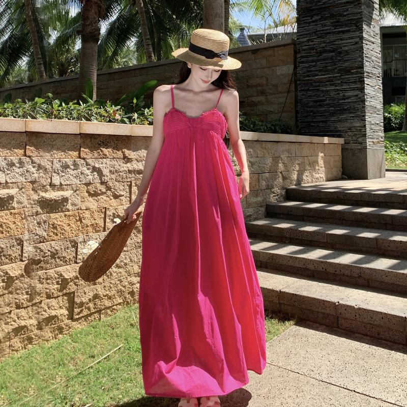 三亚度假风沙滩长裙印花连衣裙