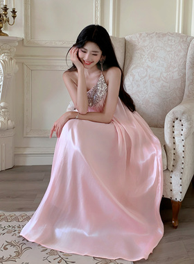 三亚海边度假沙滩吊带绝美超仙法式连衣裙海岛穿搭ootd长裙女