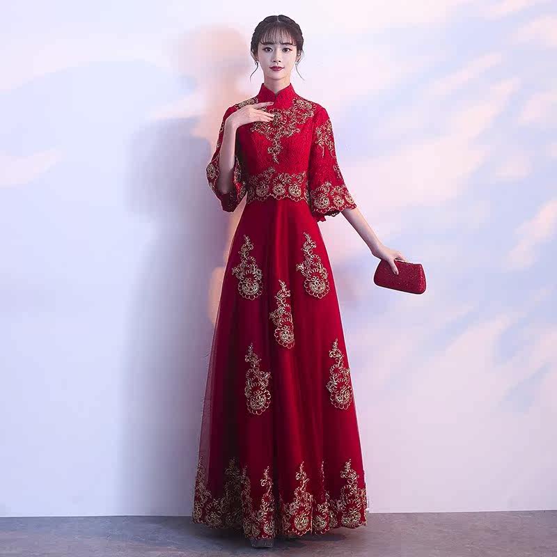 结婚加大码宴会夏季晚礼服优雅套装中式伴娘服中式红色个性女婚礼在类目 女装/女士精品, 婚纱/旗袍/礼服, 礼服/晚装中 - 来自Buy2taobao.com提供专业的淘宝代购服务
