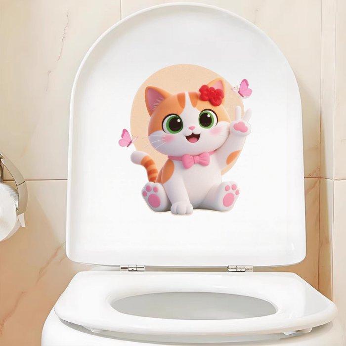 卡通可爱猫猫贴纸卧室浴室衣柜桌面门窗防水自粘玻璃墙贴马桶贴纸,家居饰品,马桶贴,淘宝优惠券,粉丝福利购,淘宝优惠卷