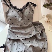 Glee 少女吊带睡衣女款 夏季 Sin 新款 带胸垫蝴蝶结蕾丝花边家居服