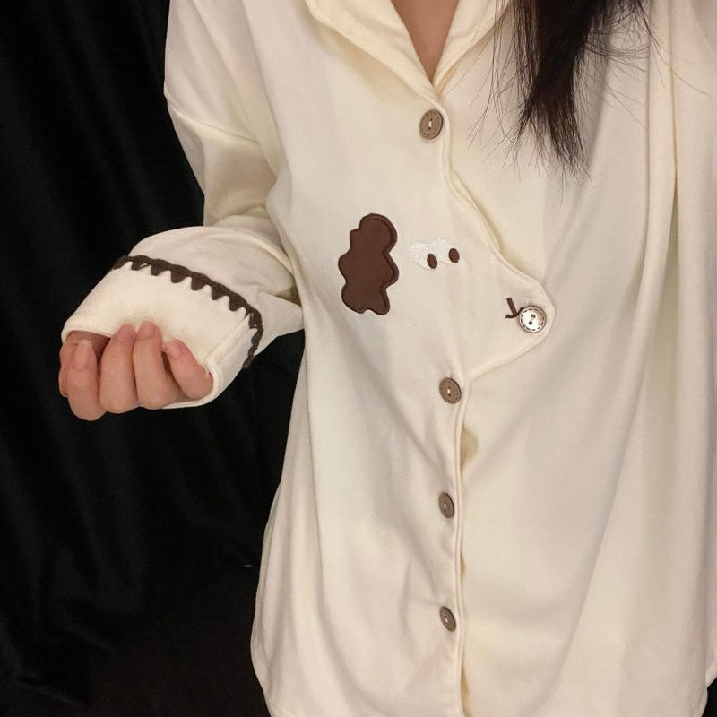 秋冬韩版可爱小狗磨毛德绒睡衣