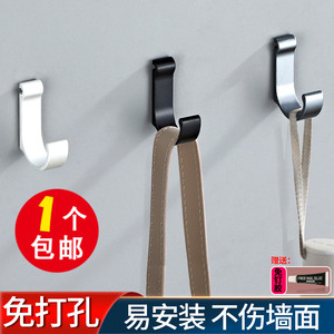 家用太空铝免打孔挂钩 无痕强力粘胶墙壁承重粘钩 门后衣帽钩排钩