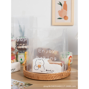 烘焙包装手提袋外卖袋甜品西点蛋糕盒食品打包袋一次性透明面包袋