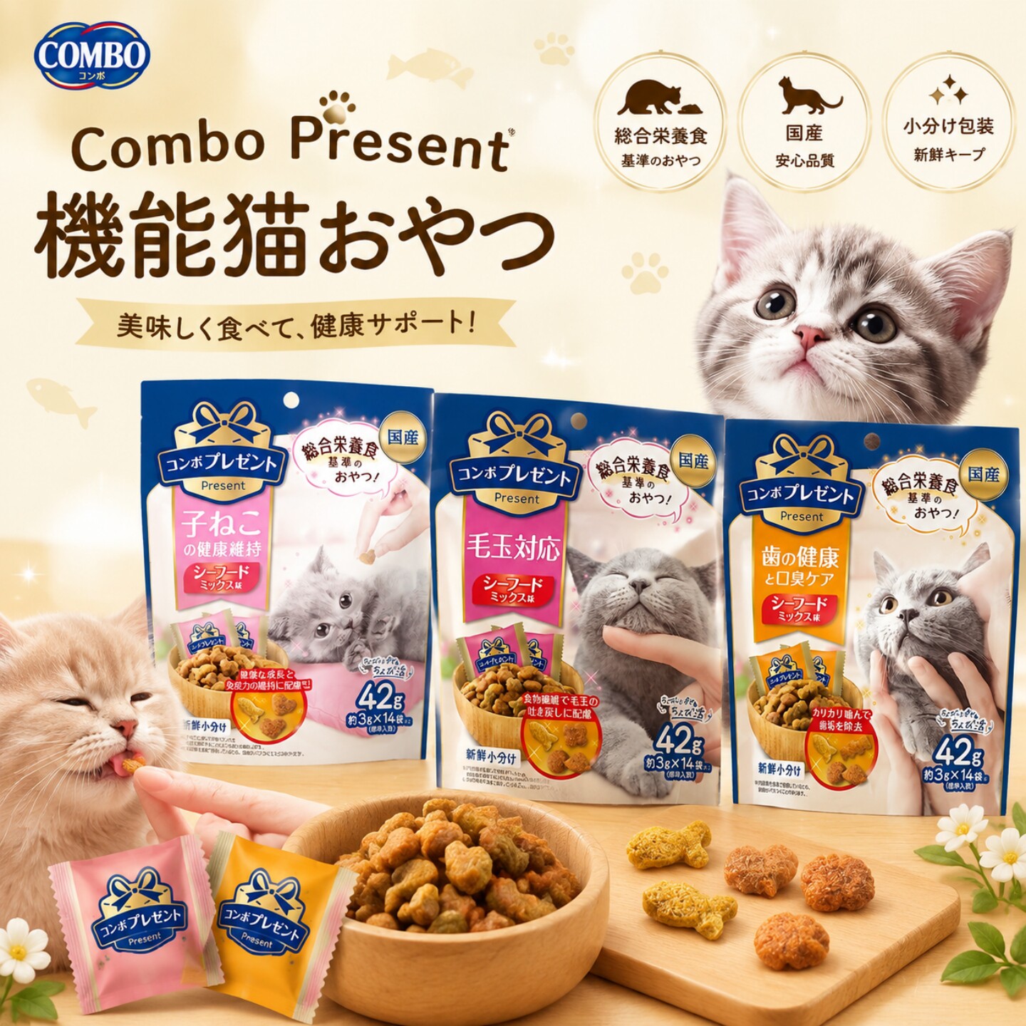 日本进口Combo洁牙饼干猫主食零食松脆点心肾脏下部尿路护理泌尿