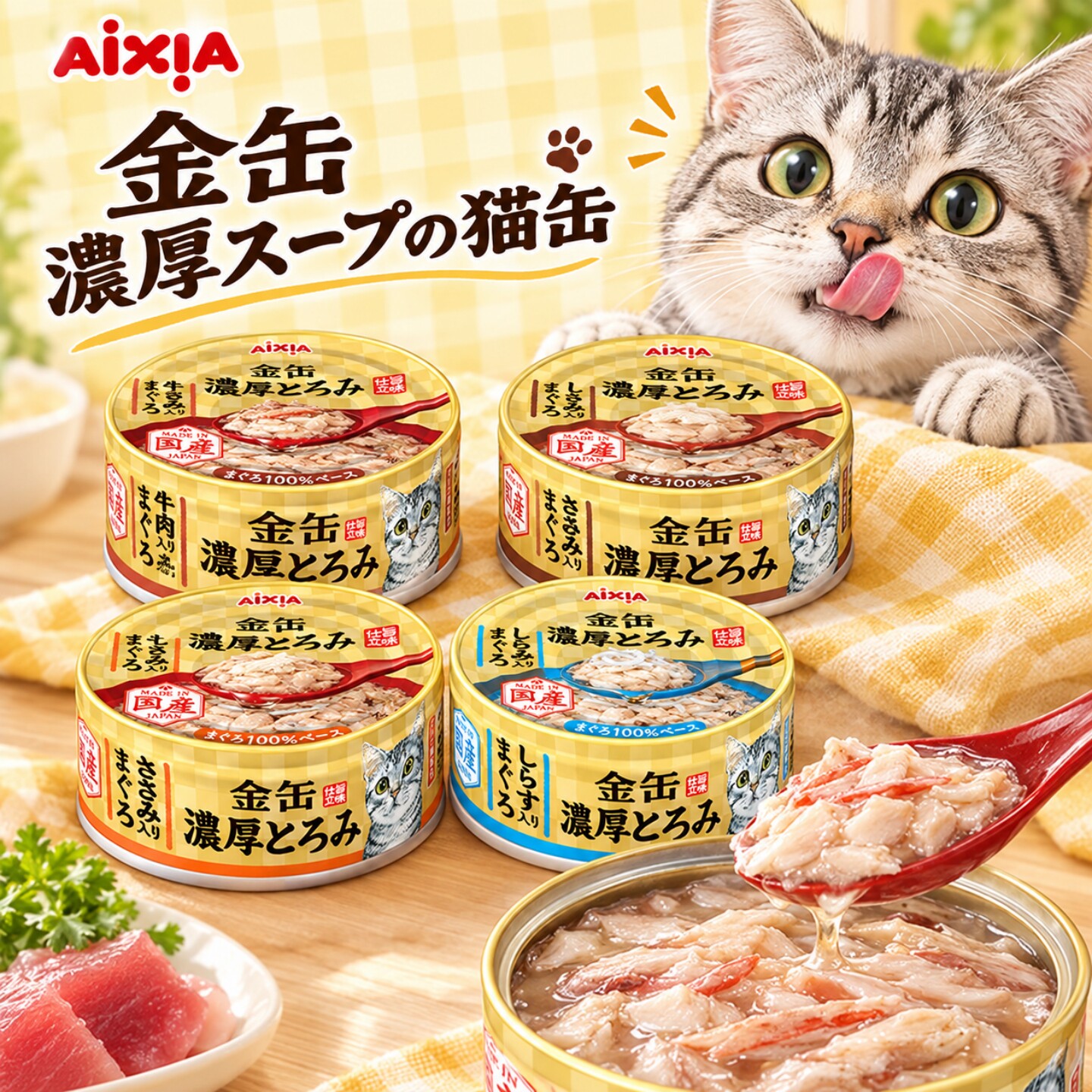 日本进口爱喜雅金罐高汤猫罐头