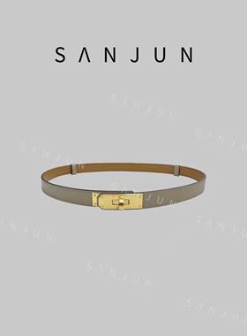 SANJUN【金扣】时尚牛皮钢扣可调节黑色百搭小皮带 DYA152