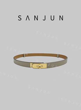 SANJUN【金扣】时尚牛皮钢扣可调节黑色百搭小皮带 DYA152