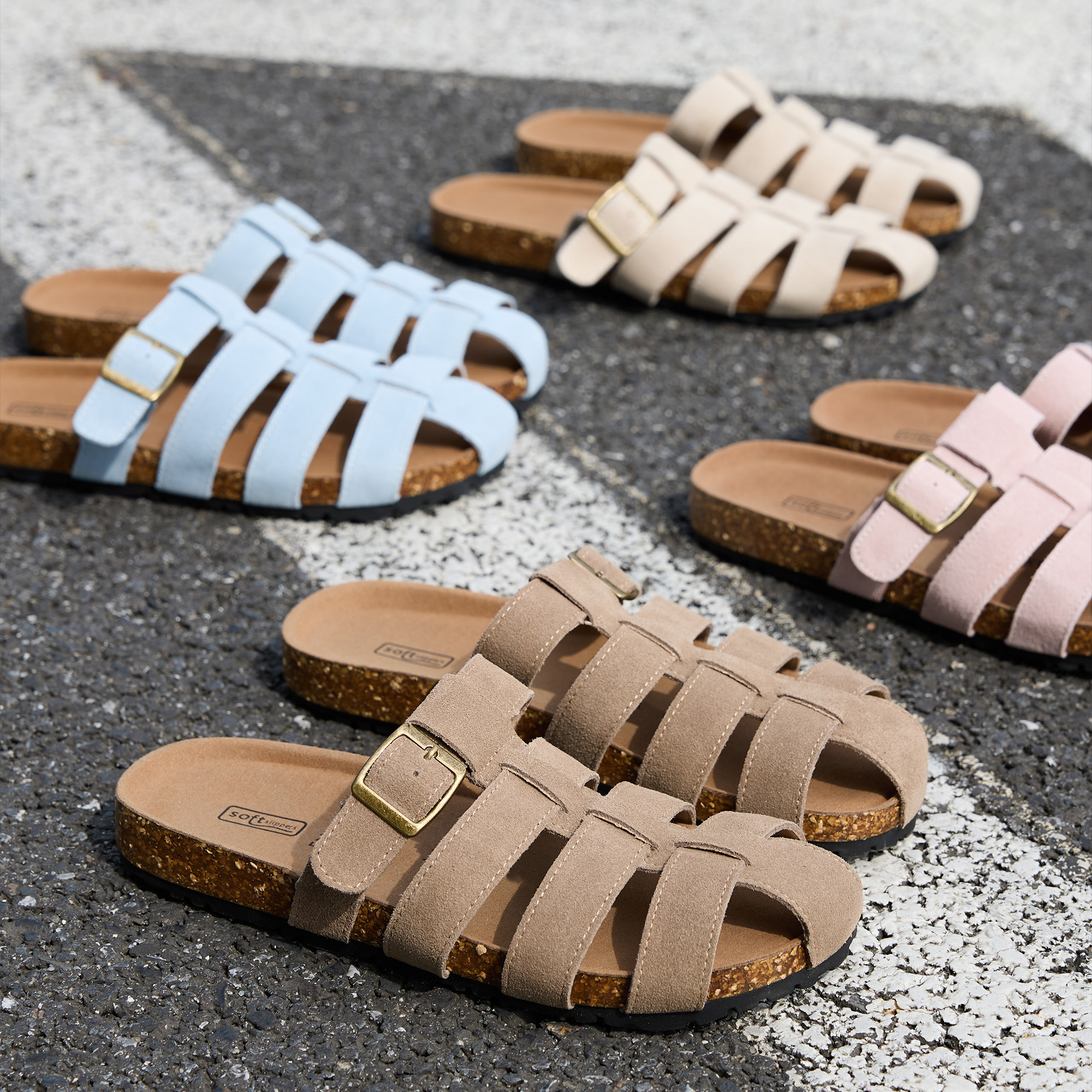 夏季羅馬真皮厚底勃肯鞋女包頭