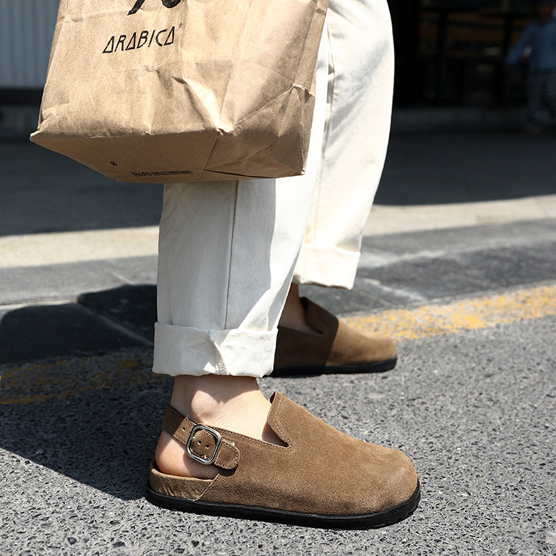 【叶小欧】复古勃肯鞋软底懒人包头半拖春夏新款圆头单鞋博肯凉鞋