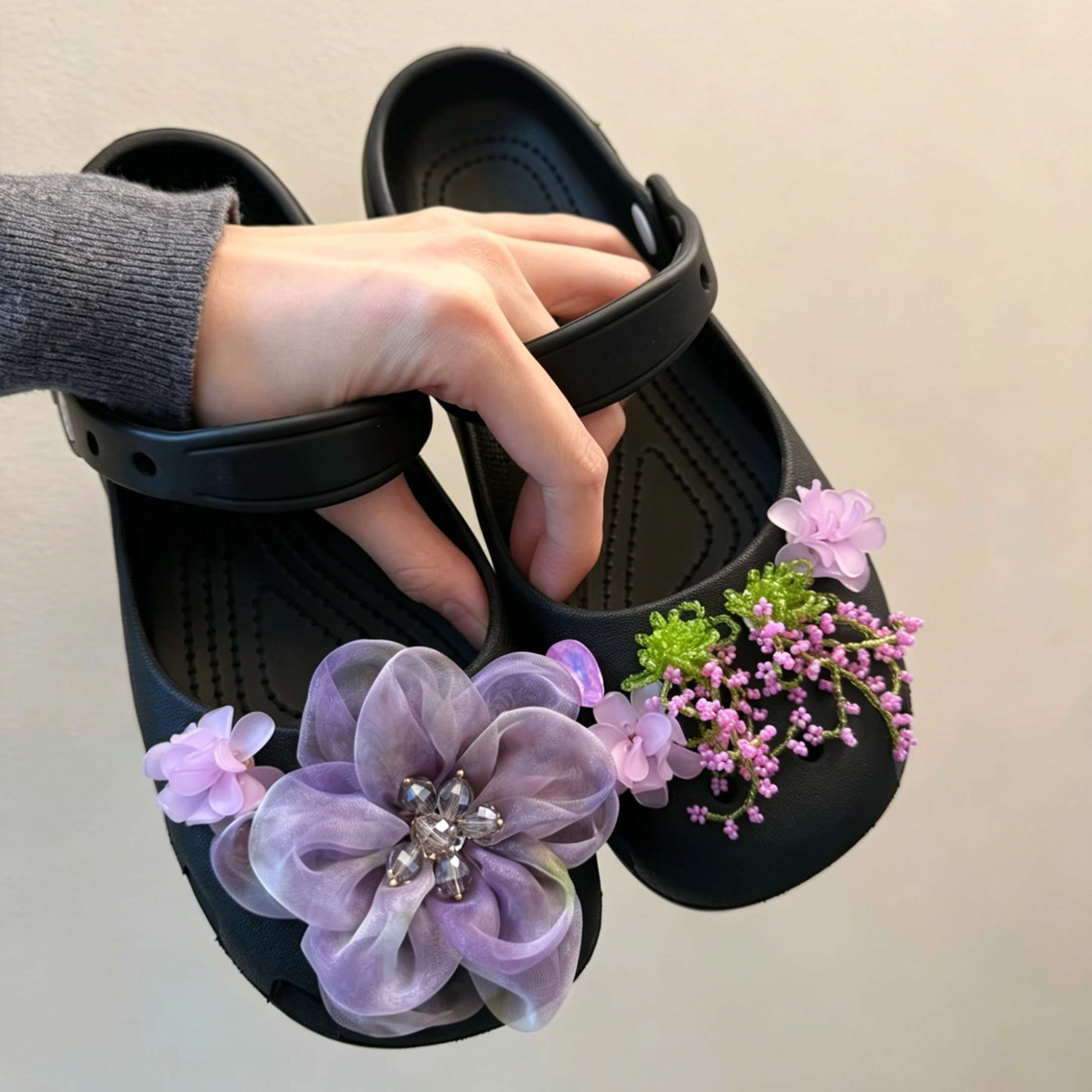 【叶小欧】芭蕾洞洞鞋2026春季新款一脚蹬镂空海边沙滩凉鞋懒人鞋