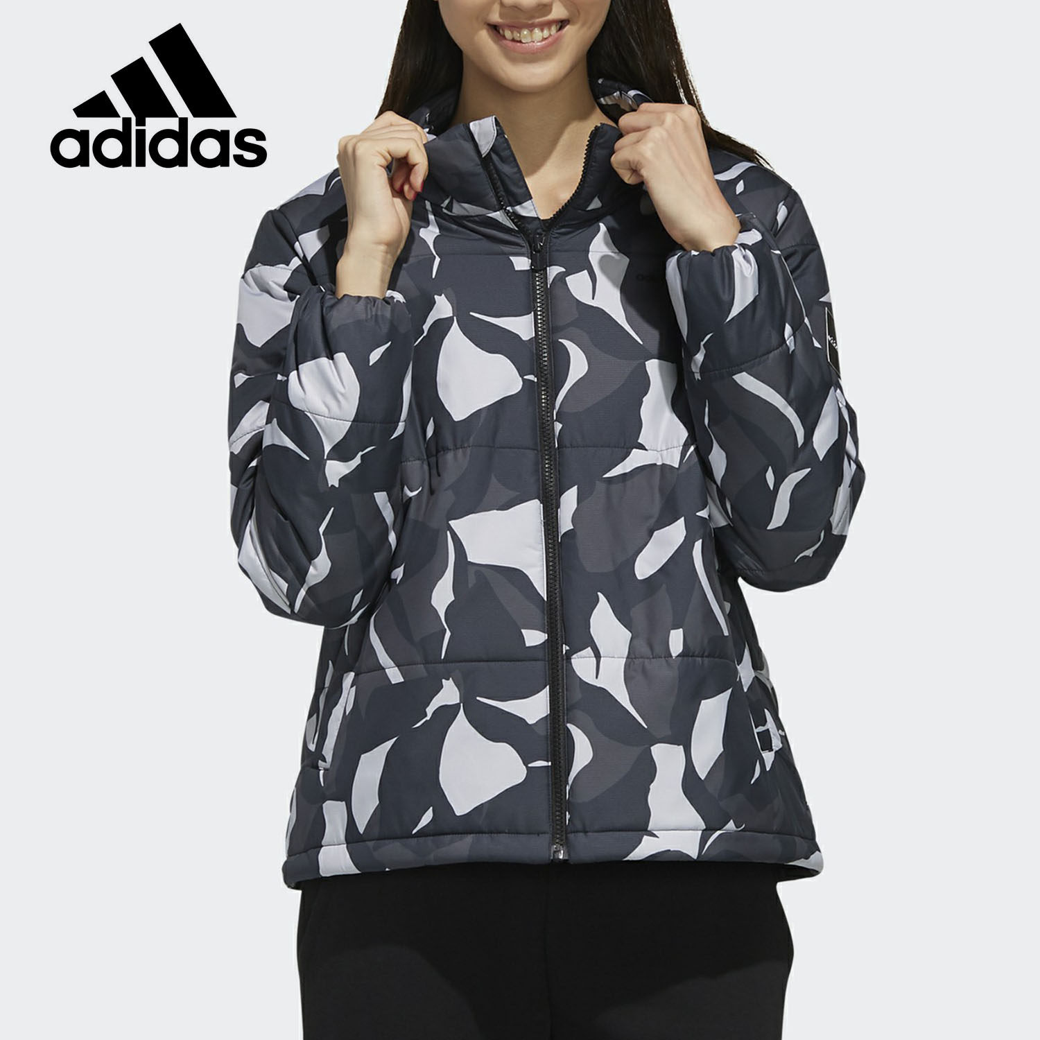 Adidas/阿迪达斯正品NEO冬季女子舒适夹克运动休闲立领棉服FK9953