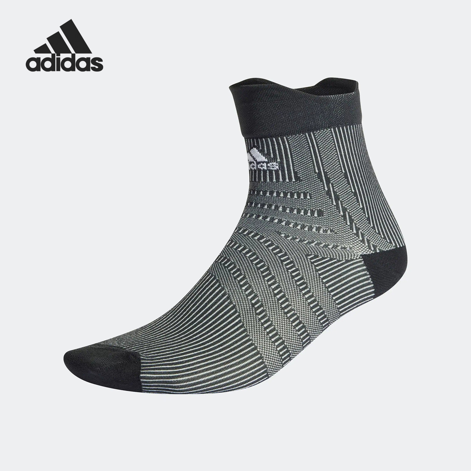 阿迪达斯男女条纹印花中筒袜