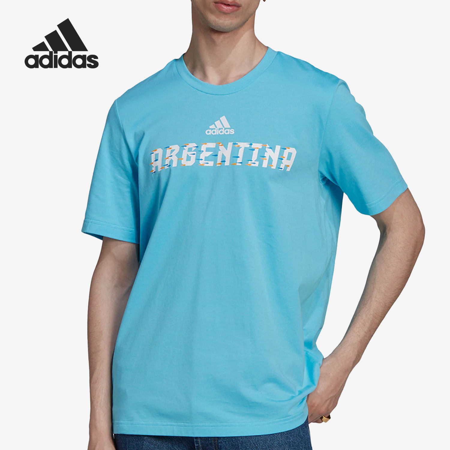 Adidas/阿迪达斯正品ARGENTINA足球短袖男休闲运动短袖T恤 HD6380