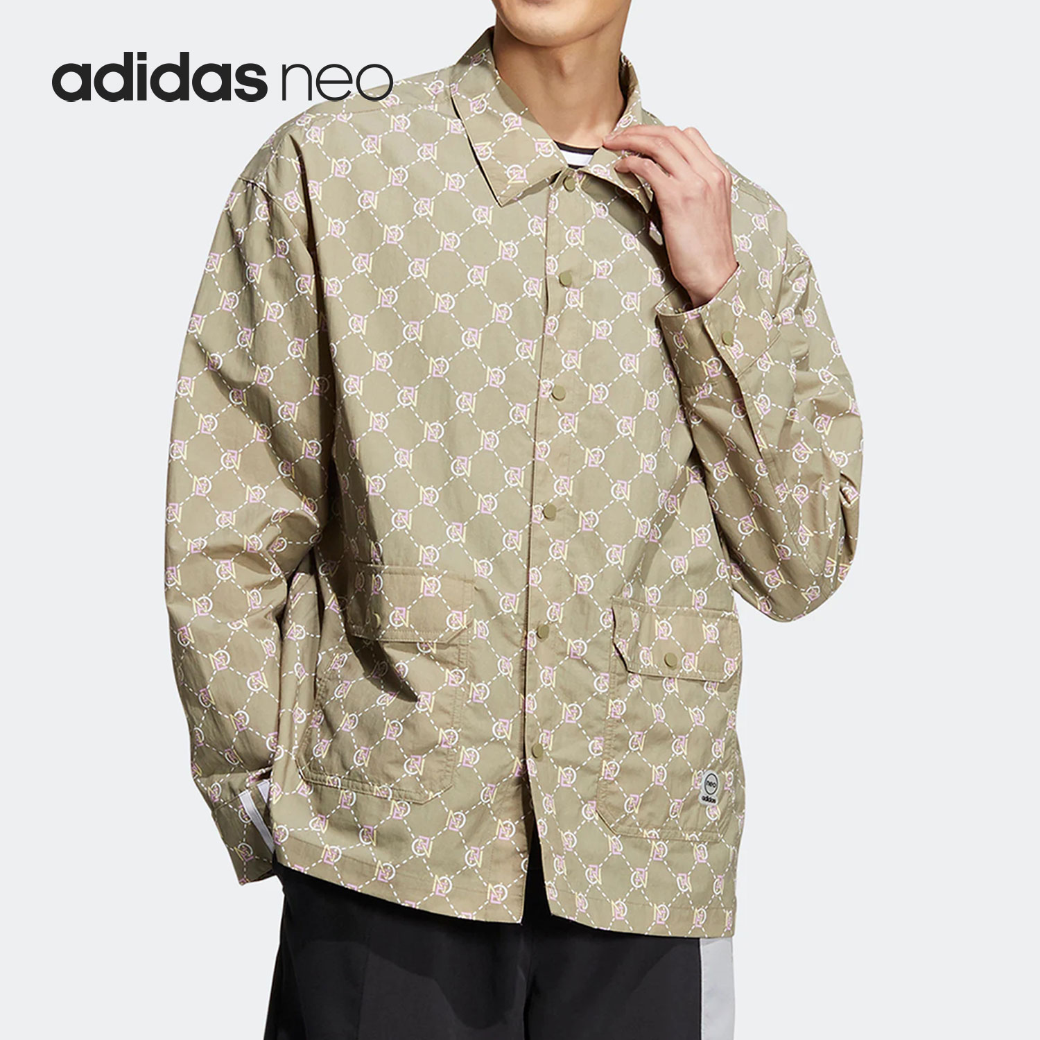 Adidas/阿迪达斯正品NEO新款男子时尚宽松翻领运动夹克外套HM2039