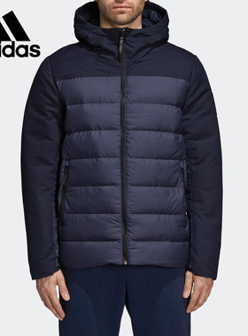 Adidas/阿迪达斯正品男子户外保暖连帽运动夹克羽绒服 CY8620