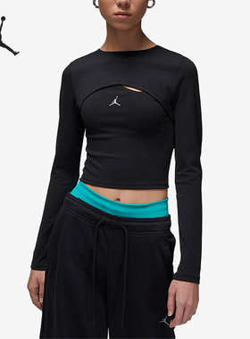 Nike/耐克正品Air Jordan女子休闲二合一透气长袖T恤 DV1275-010